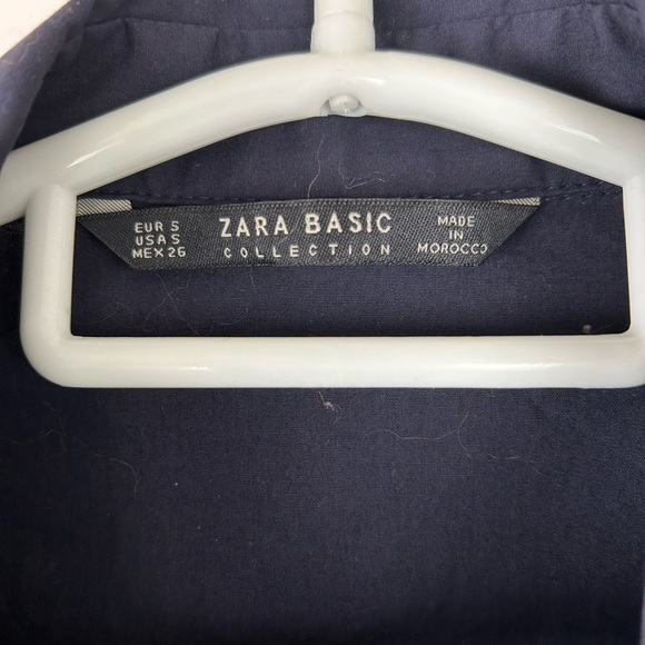 Zara floral embroidery dark blue tunic mini dress, S, statement ballon sleeves - Picture 2 of 9